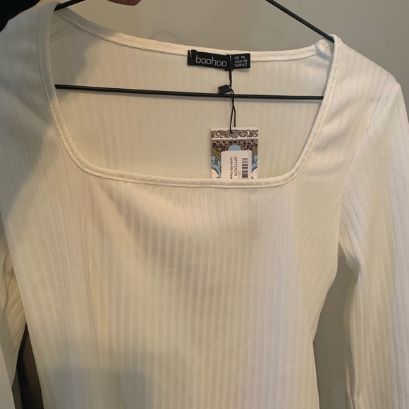 Boohoo Ribbed White Bodysuit - Picture 3 of 4